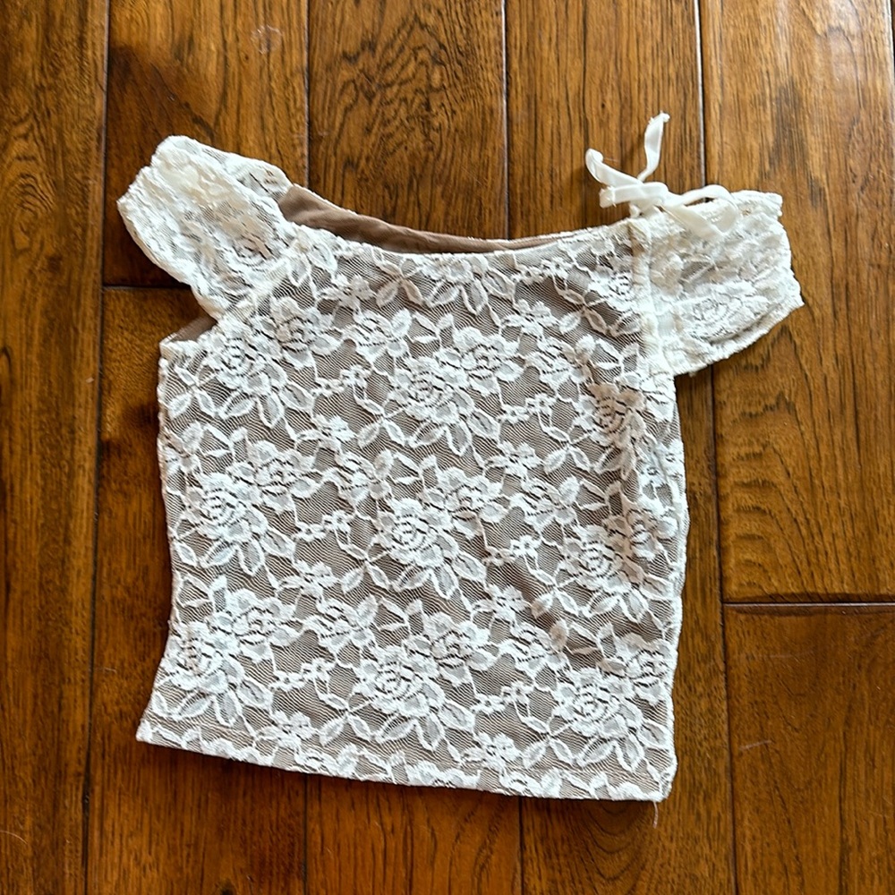 White lace off shoulder top